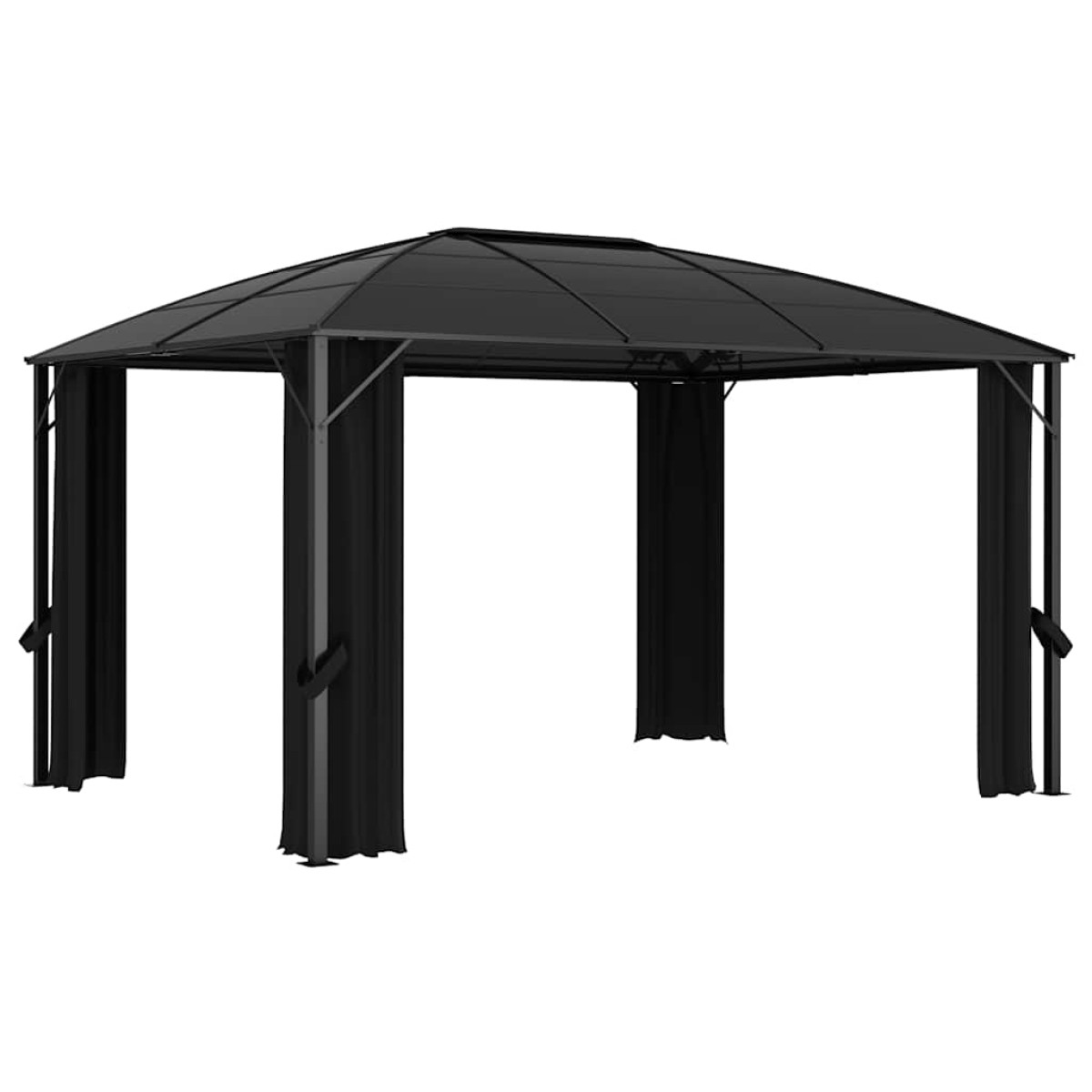 vidaXL Κιόσκι με Κουρτίνες Ανθρακί 400 x 300 x 265 εκ.