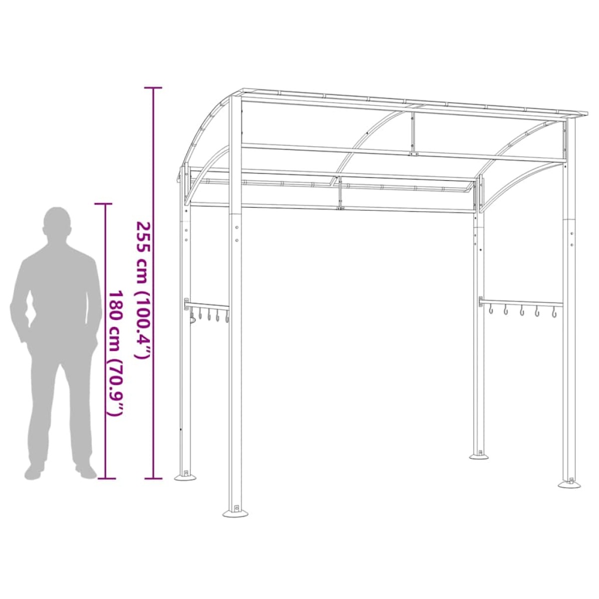 vidaXL Κιόσκι Ψησταριάς Ανθρακί 215 x 150 x 220 εκ. Ατσάλινο