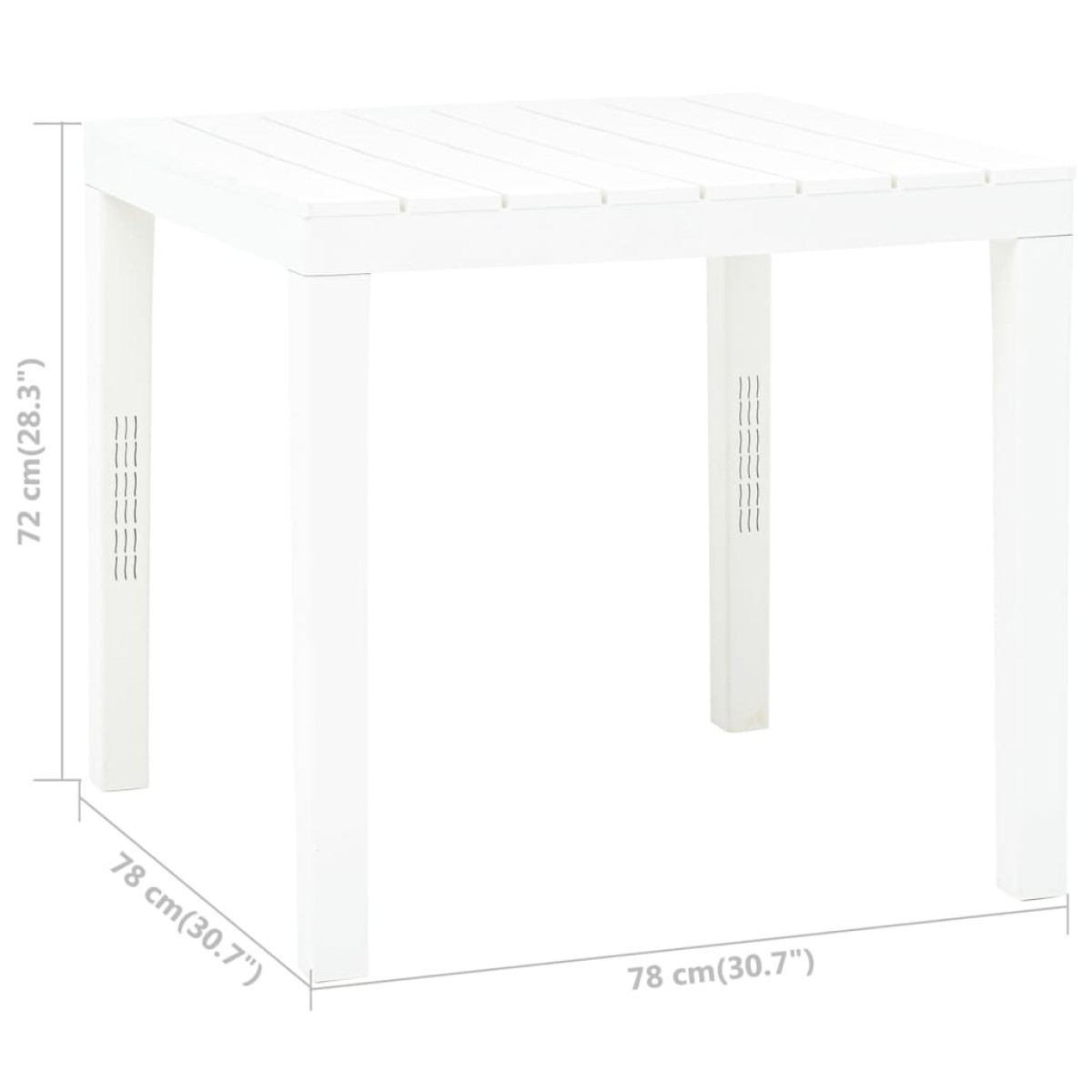 vidaXL Τραπέζι Κήπου Λευκό 78 x 78 x 72 εκ. Πλαστικό