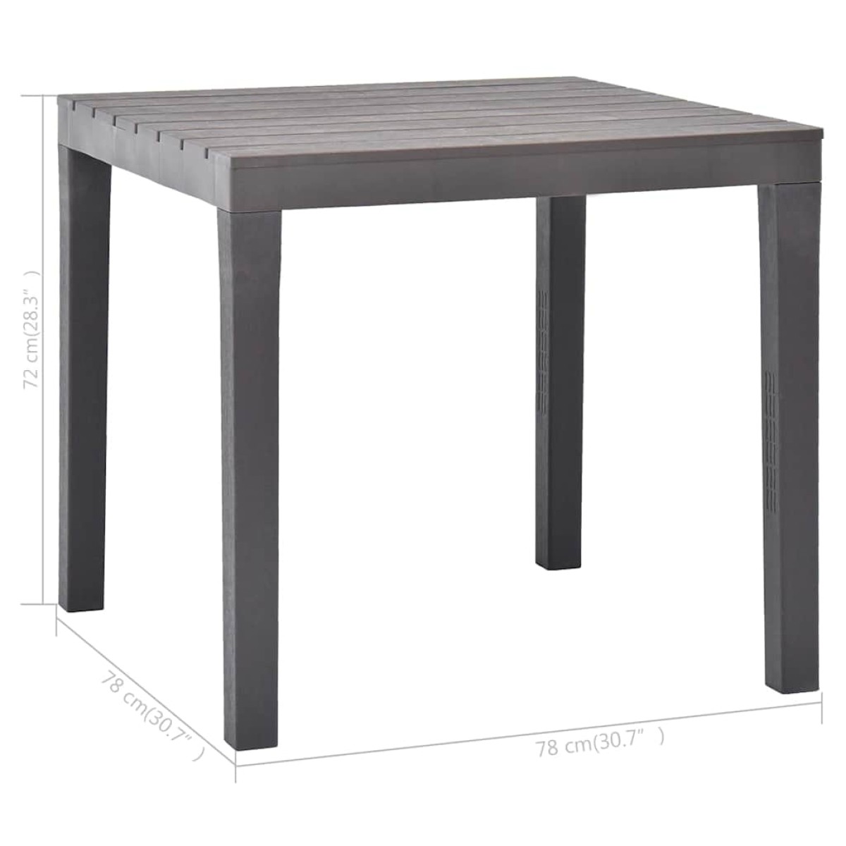 vidaXL Τραπέζι Κήπου Μόκα 78 x 78 x 72 εκ. Πλαστικό