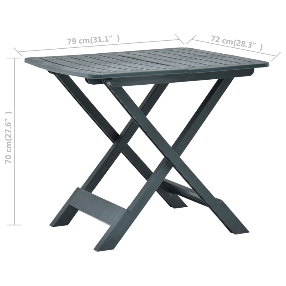 vidaXL Τραπέζι Κήπου Πτυσσόμενο Πράσινο 79 x 72 x 70 εκ. Πλαστικό