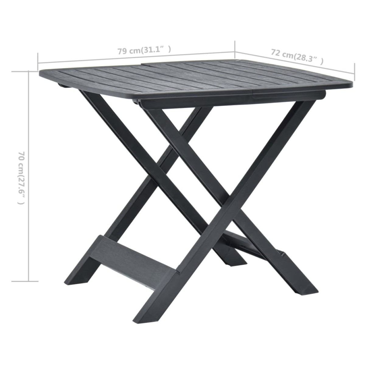 vidaXL Τραπέζι Κήπου Πτυσσόμενο Ανθρακί 79 x 72 x 70 εκ. Πλαστικό
