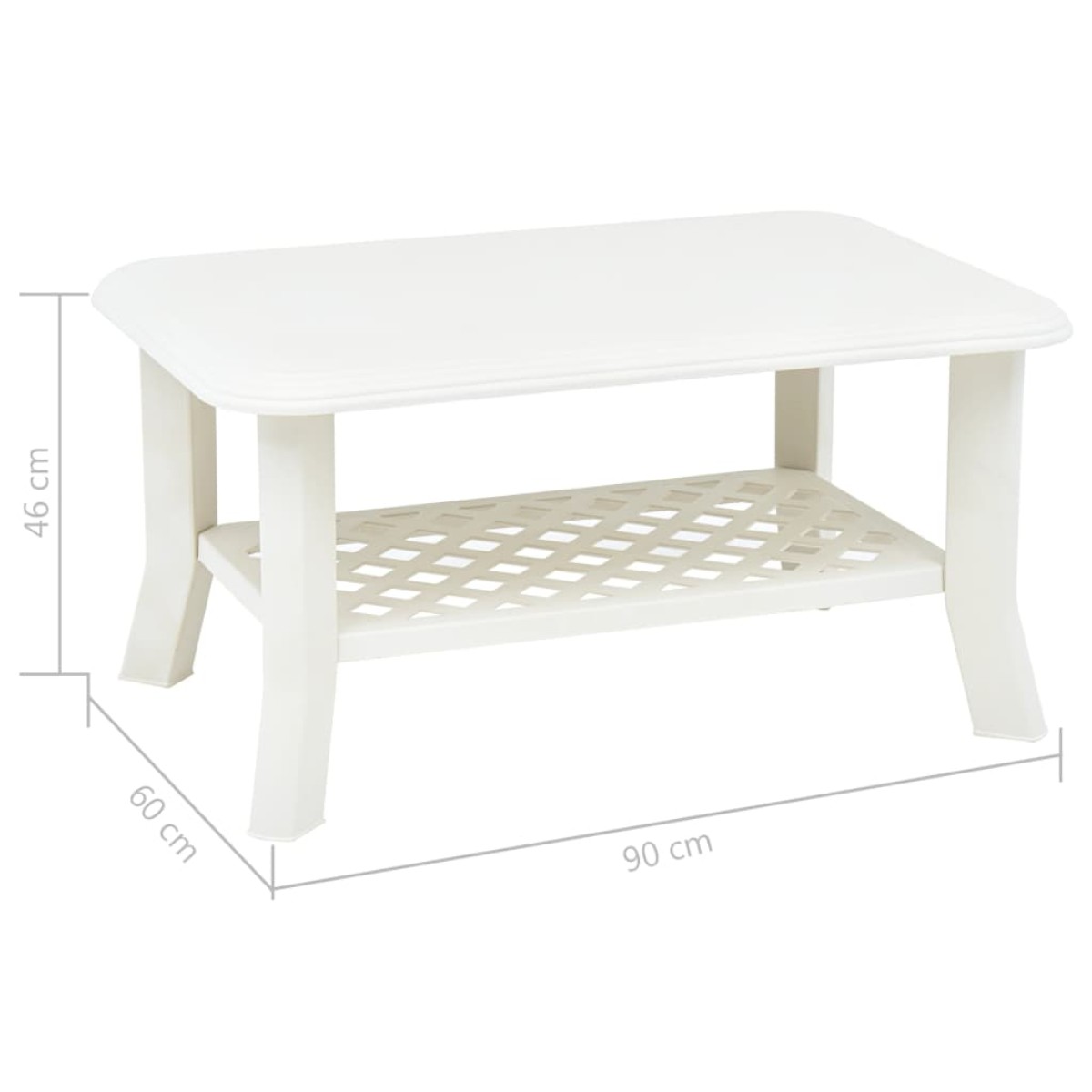 vidaXL Τραπεζάκι Σαλονιού Λευκό 90 x 60 x 46 εκ. Πλαστικό