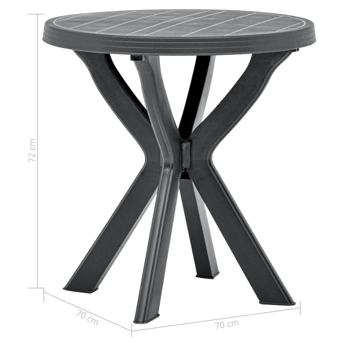 vidaXL Τραπέζι Bistro Ανθρακί Ø70 εκ. Πλαστικό