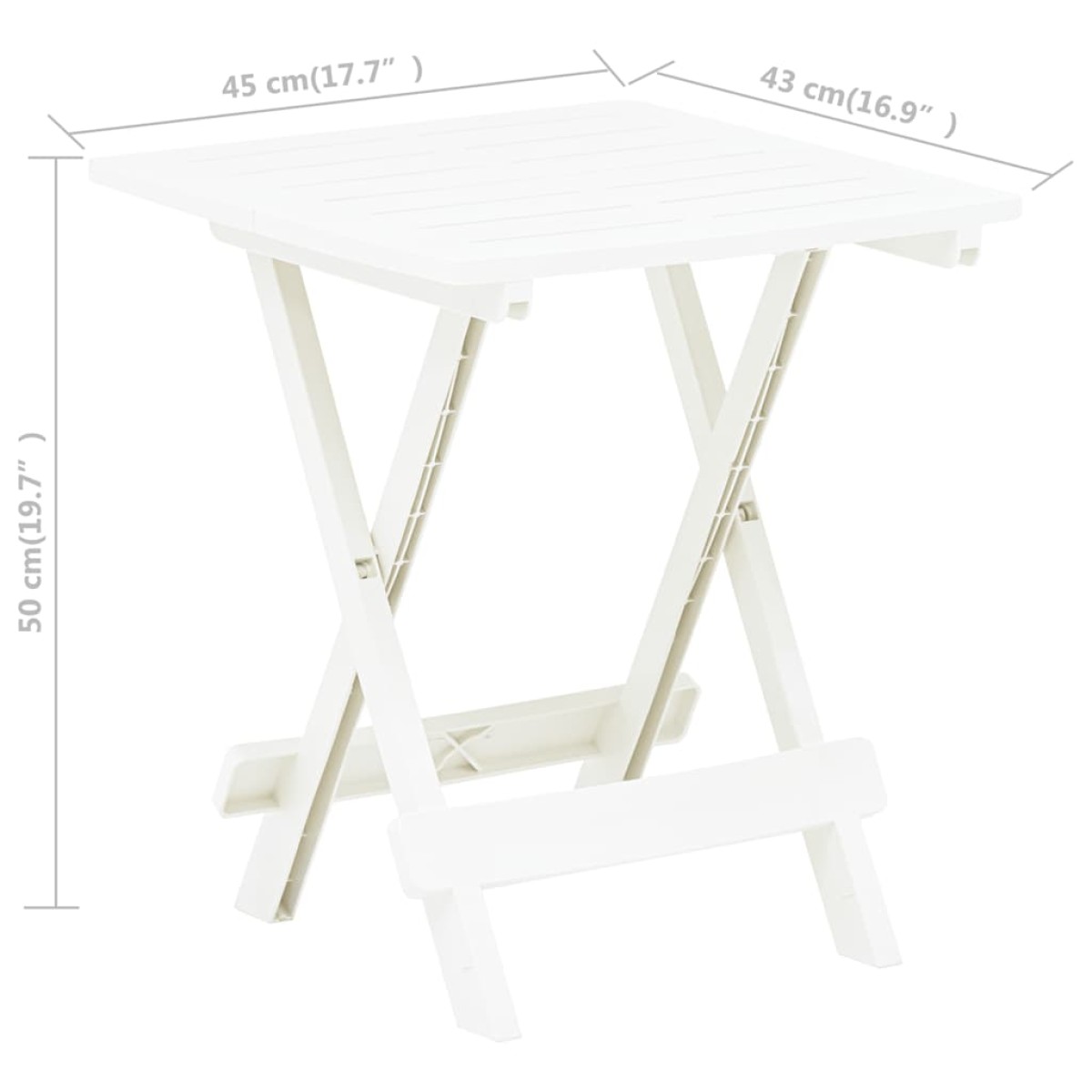 vidaXL Τραπέζι Κήπου Πτυσσόμενο Λευκό 45 x 43 x 50 εκ. Πλαστικό