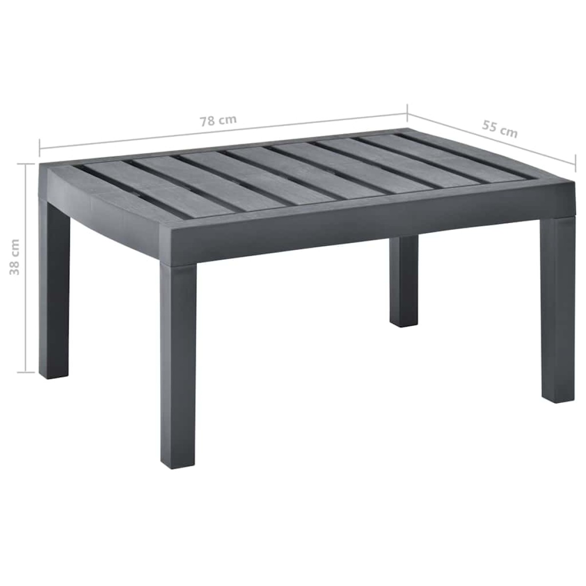 vidaXL Τραπεζάκι Κήπου Ανθρακί 78 x 55 x 38 εκ. Πλαστικό