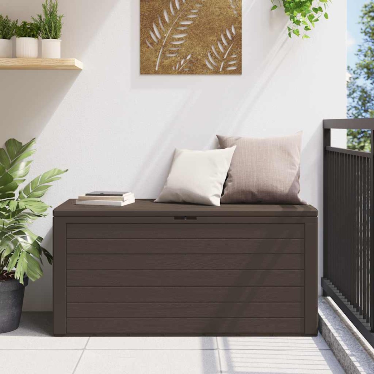 vidaXL Μπαούλο Αποθήκευσης Κήπου Καφέ 116 x 44 x 55 εκ.