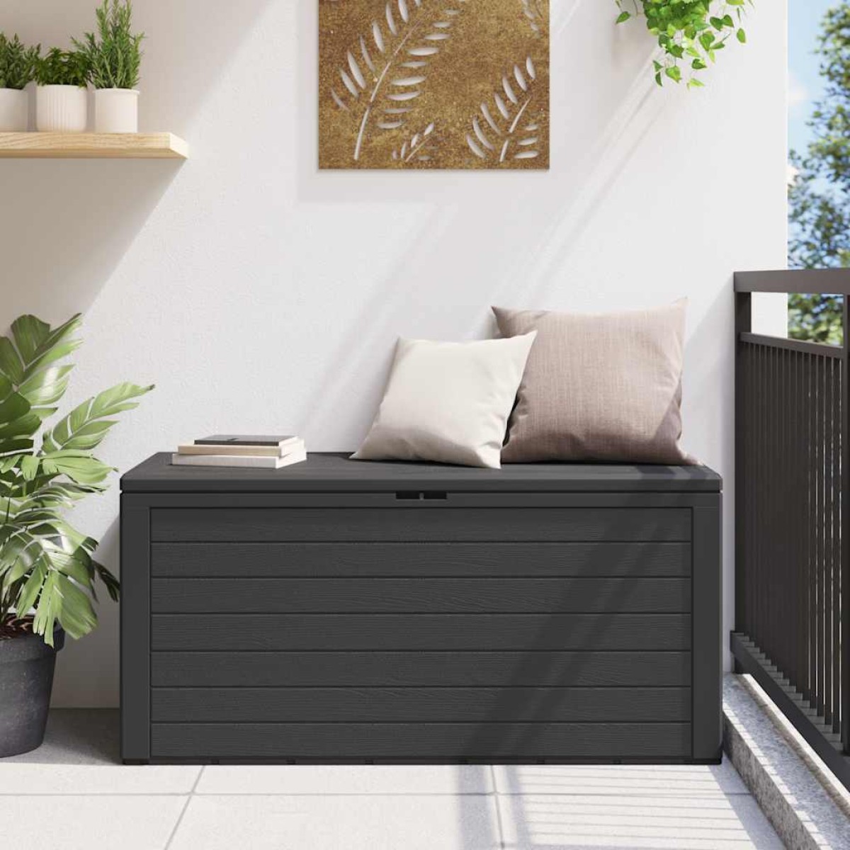 vidaXL Μπαούλο Αποθήκευσης Κήπου Ανθρακί 116 x 44 x 55 εκ.