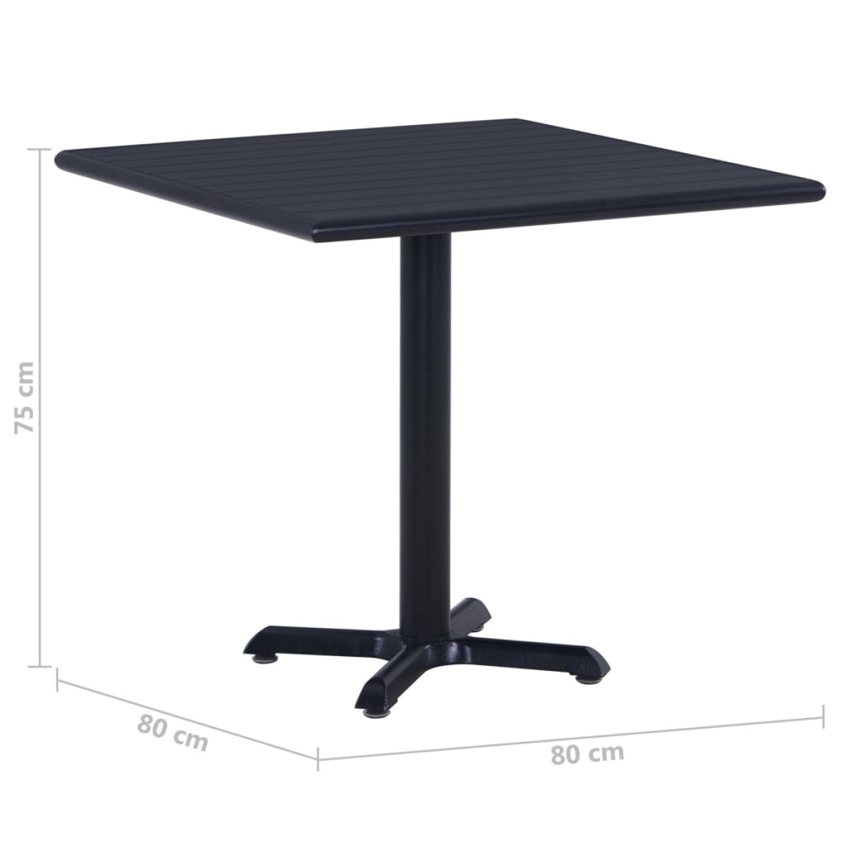 vidaXL Τραπέζι Κήπου Μαύρο 80 x 80 x 75 εκ.