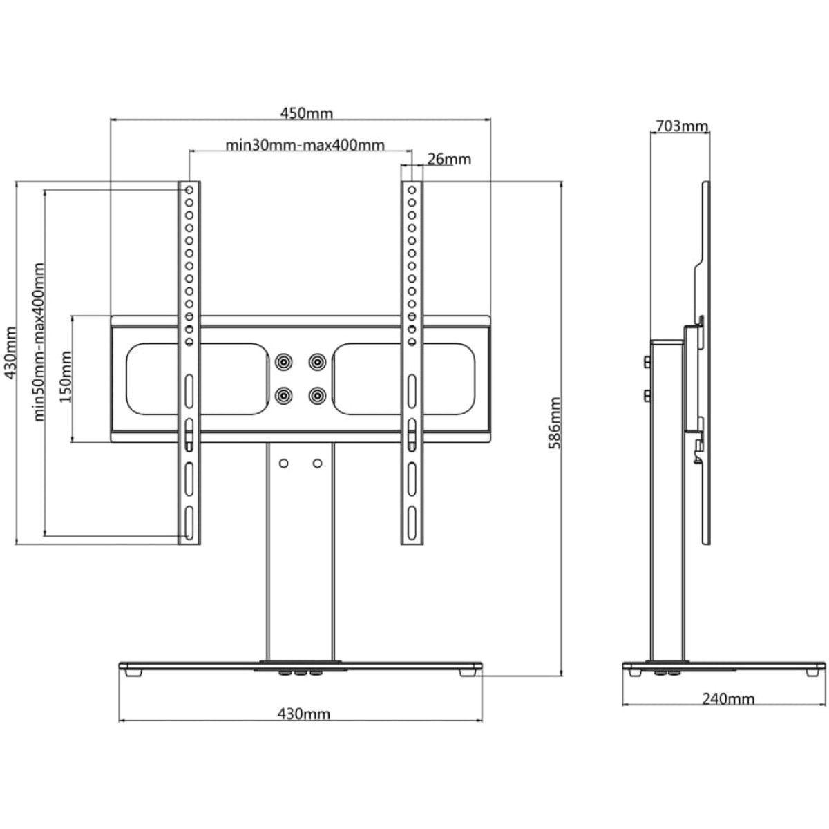 Βάση Τηλεόρασης Επιτραπέζια 400 x 400 χιλ. 23" - 55"