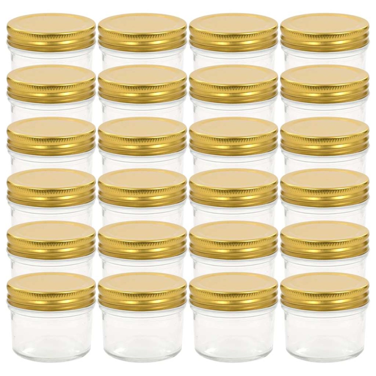 vidaXL Βάζα Μαρμελάδας 24 τεμ. 110 ml Γυάλινα με Χρυσά Καπάκια