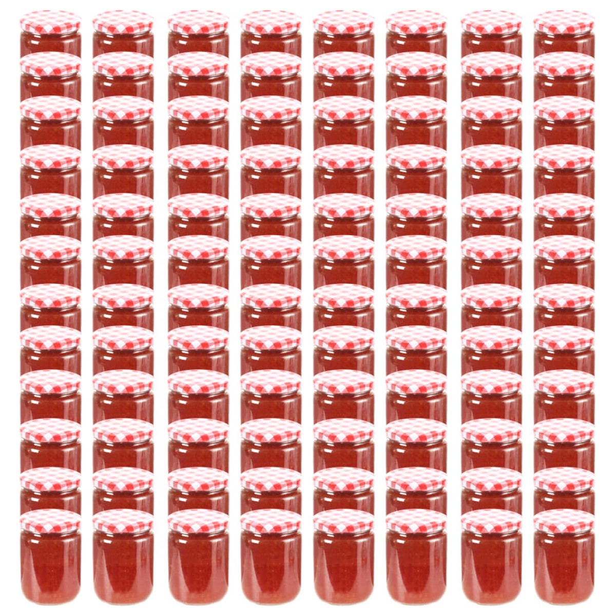 vidaXL Βάζα Μαρμελάδας 96 τεμ. 230 ml Γυάλινα με Κόκκινα/Λευκά Καπάκια
