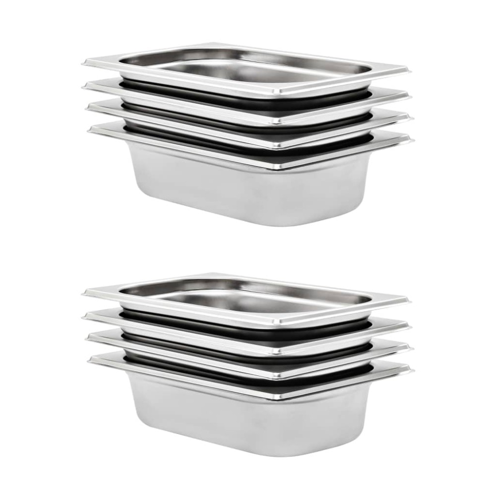 vidaXL Λεκάνες Gastronorm 8 τεμ. GN 1/4 65 χιλ. από Ανοξείδωτο Ατσάλι