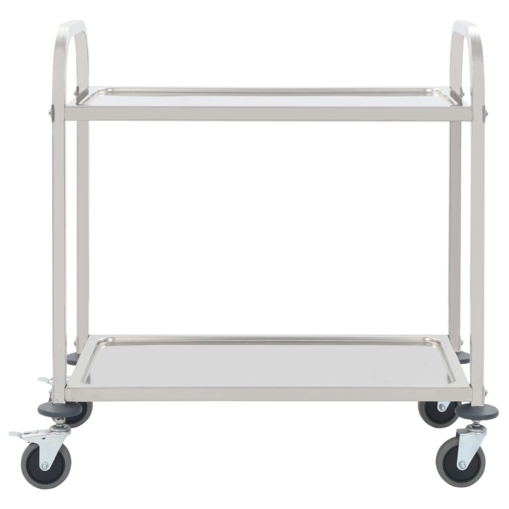 vidaXL Τρόλεϊ Κουζίνας με 2 Ράφια 95x45x83,5 εκ. από Ανοξείδωτο Ατσάλι