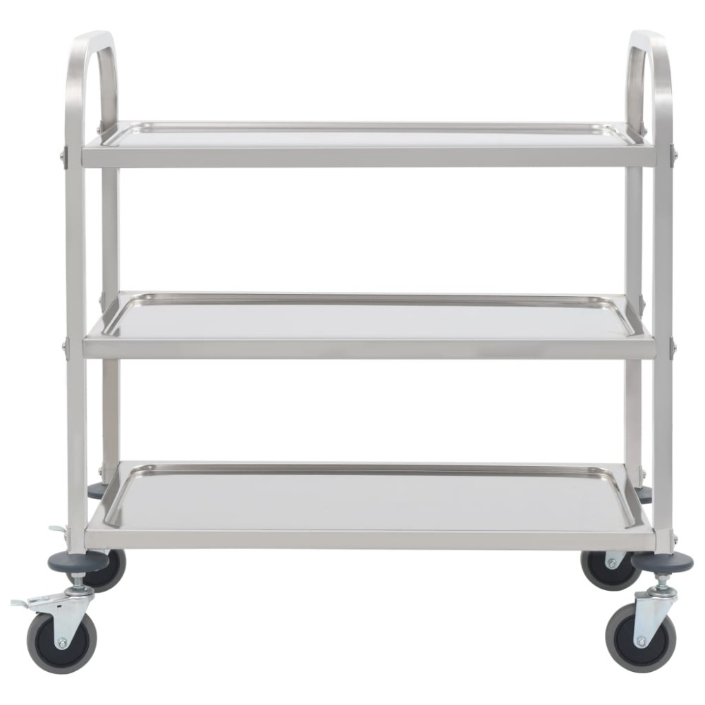 vidaXL Τρόλεϊ Κουζίνας με 3 Ράφια 95x45x83,5 εκ. από Ανοξείδωτο Ατσάλι