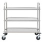 vidaXL Τρόλεϊ Κουζίνας με 3 Ράφια 95x45x83,5 εκ. από Ανοξείδωτο Ατσάλι
