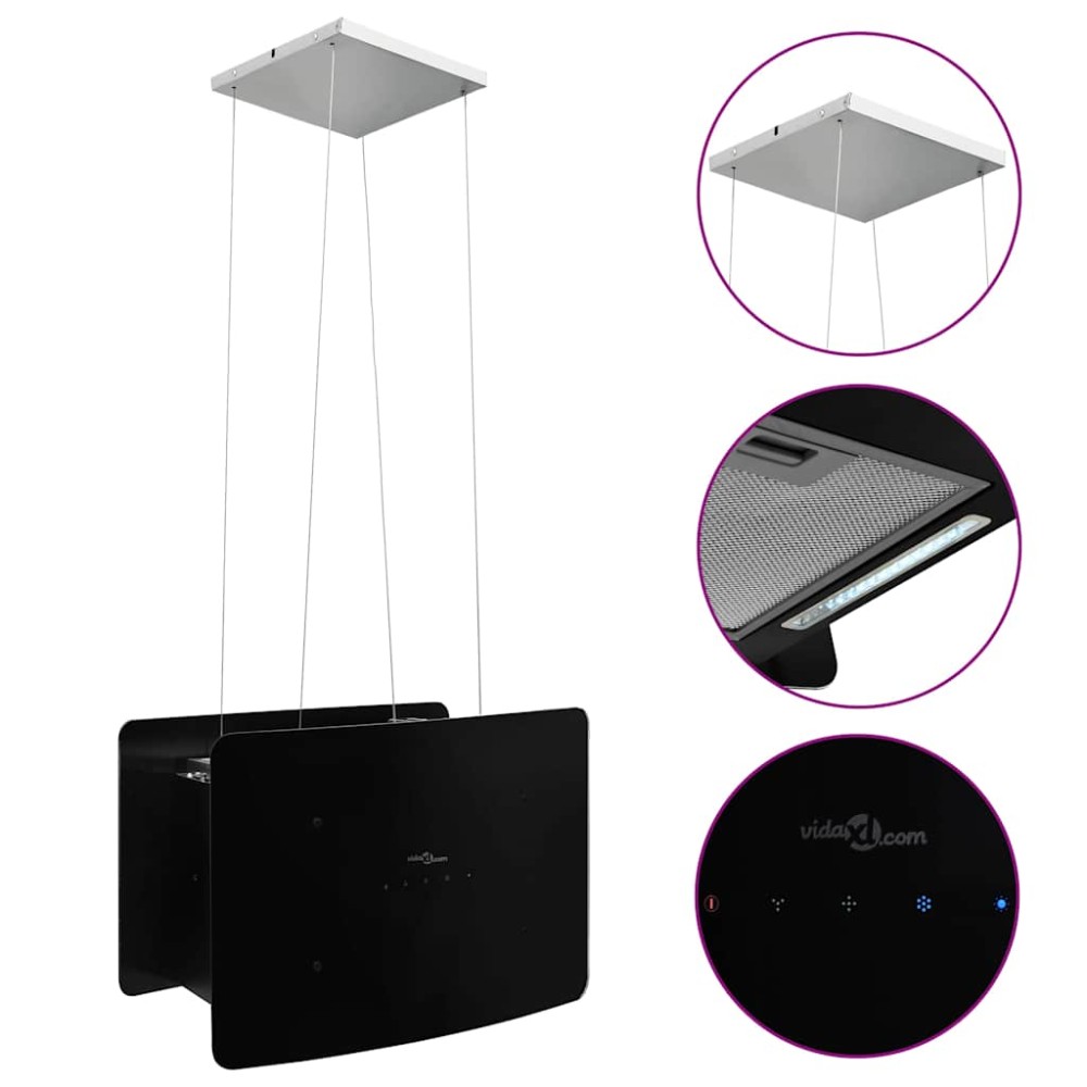 vidaXL Απορροφητήρας Νησίδα Κρεμαστός Αφής με LCD από Ψημένο Γυαλί