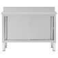 vidaXL Ερμάριο Πάγκος Συρόμενες Πόρτες 120x50x(95-97) εκ. Ανοξ. Ατσάλι