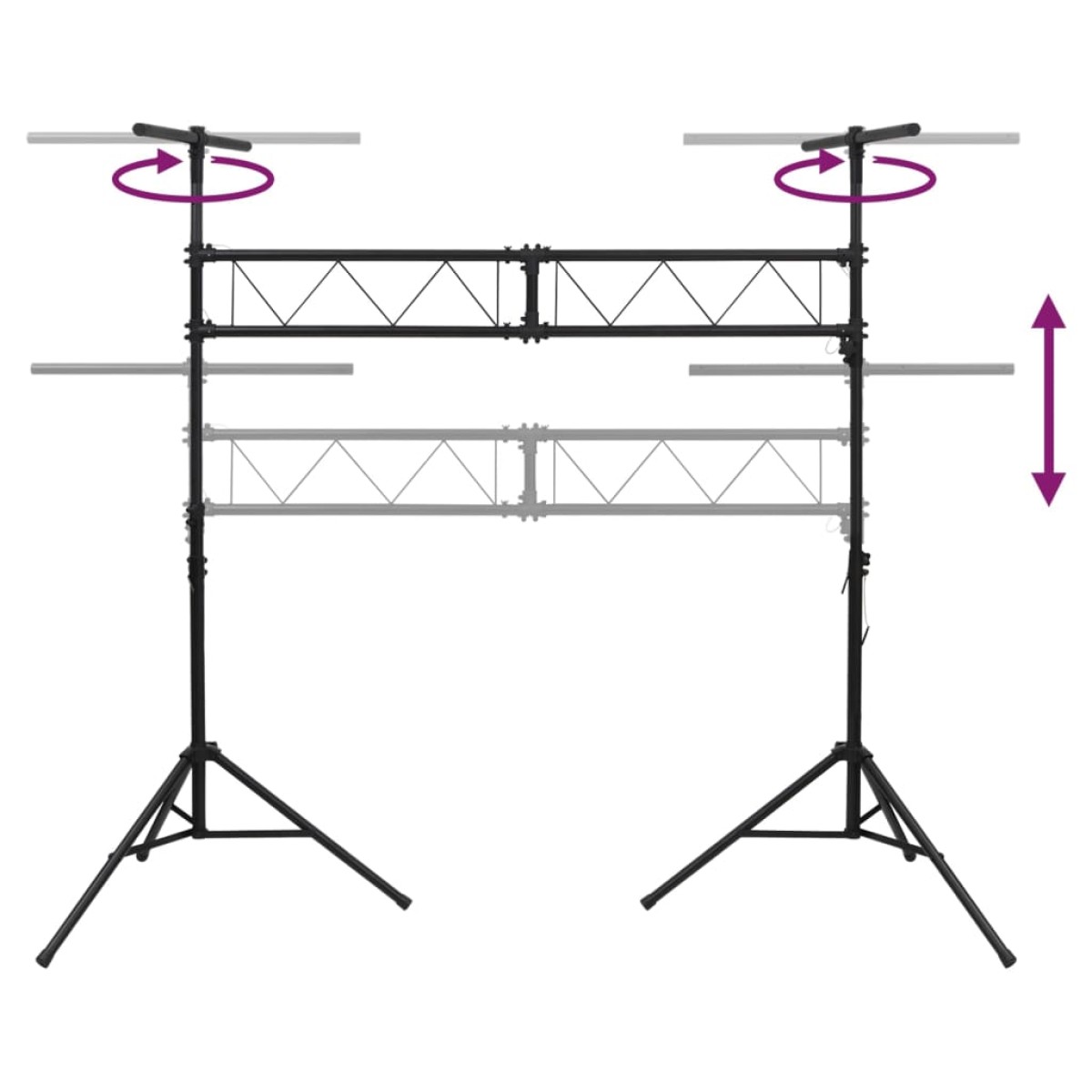 vidaXL Βάση Φωτισμού Μαύρη 338 x 115 x (180-300) εκ. Ατσάλινη