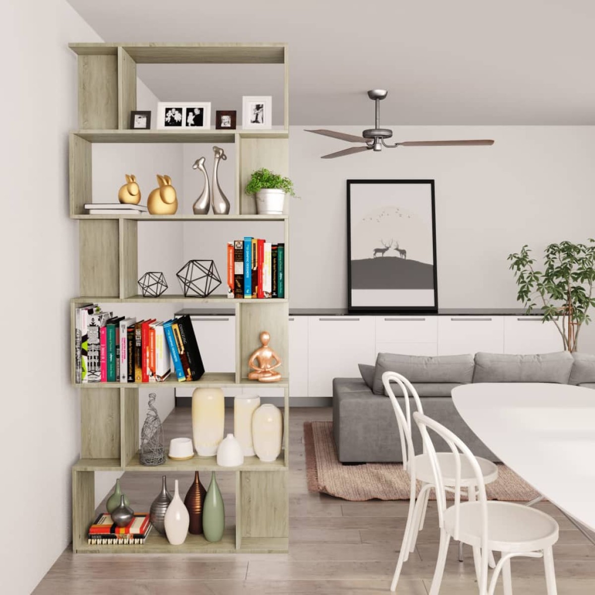 vidaXL Βιβλιοθήκη/Διαχωριστικό Sonoma Δρυς 80x24x192 εκ. Μοριοσανίδα