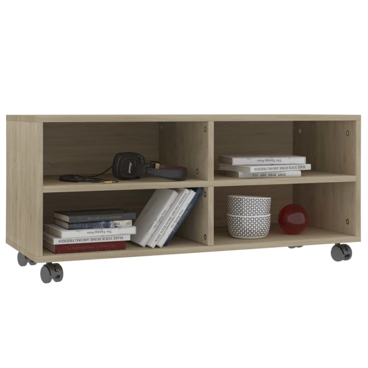 vidaXL Έπιπλο Τηλεόρασης με Ρόδες Sonoma Δρυς 90x35x35 εκ. Μοριοσανίδα