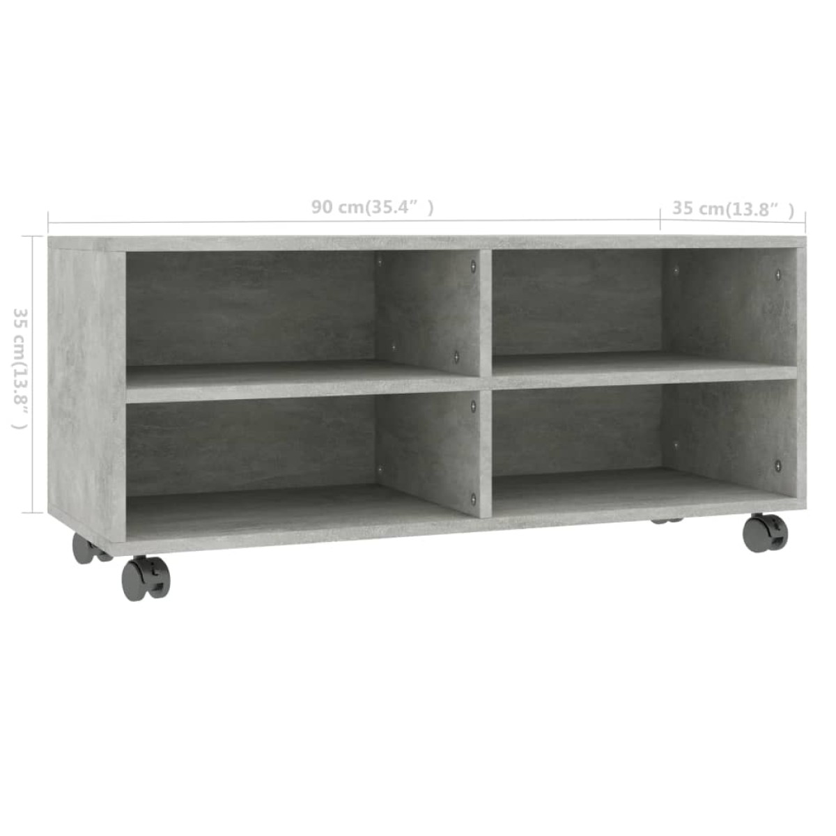 vidaXL Έπιπλο TV με Ρόδες Γκρι Σκυροδέματος 90x35x35 εκ. Μοριοσανίδα