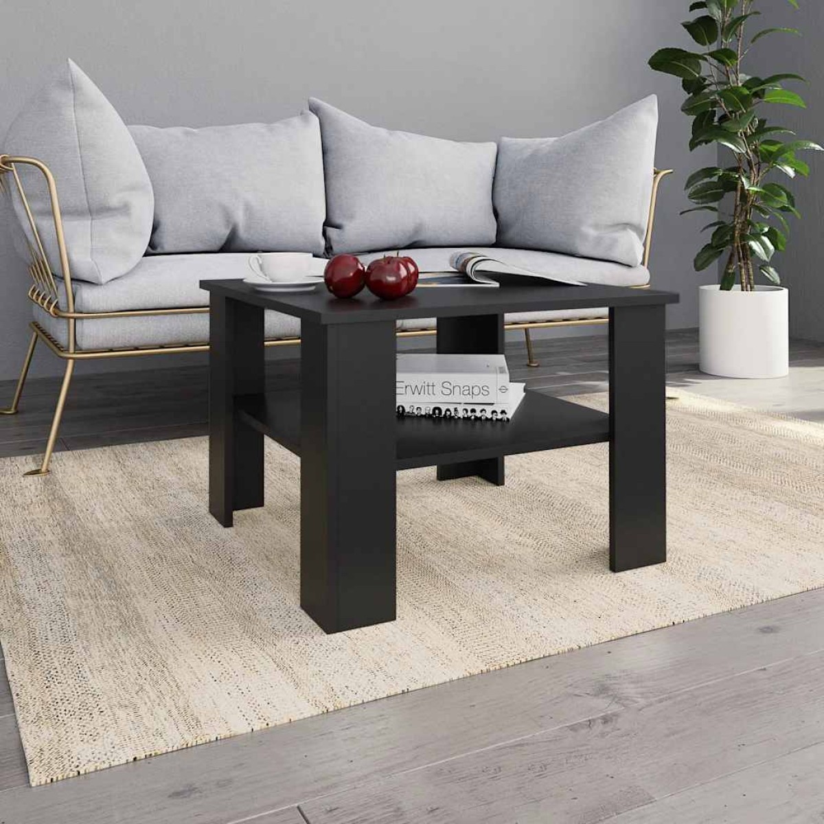 vidaXL Τραπεζάκι Σαλονιού Μαύρο 60 x 60 x 42 εκ. από Μοριοσανίδα