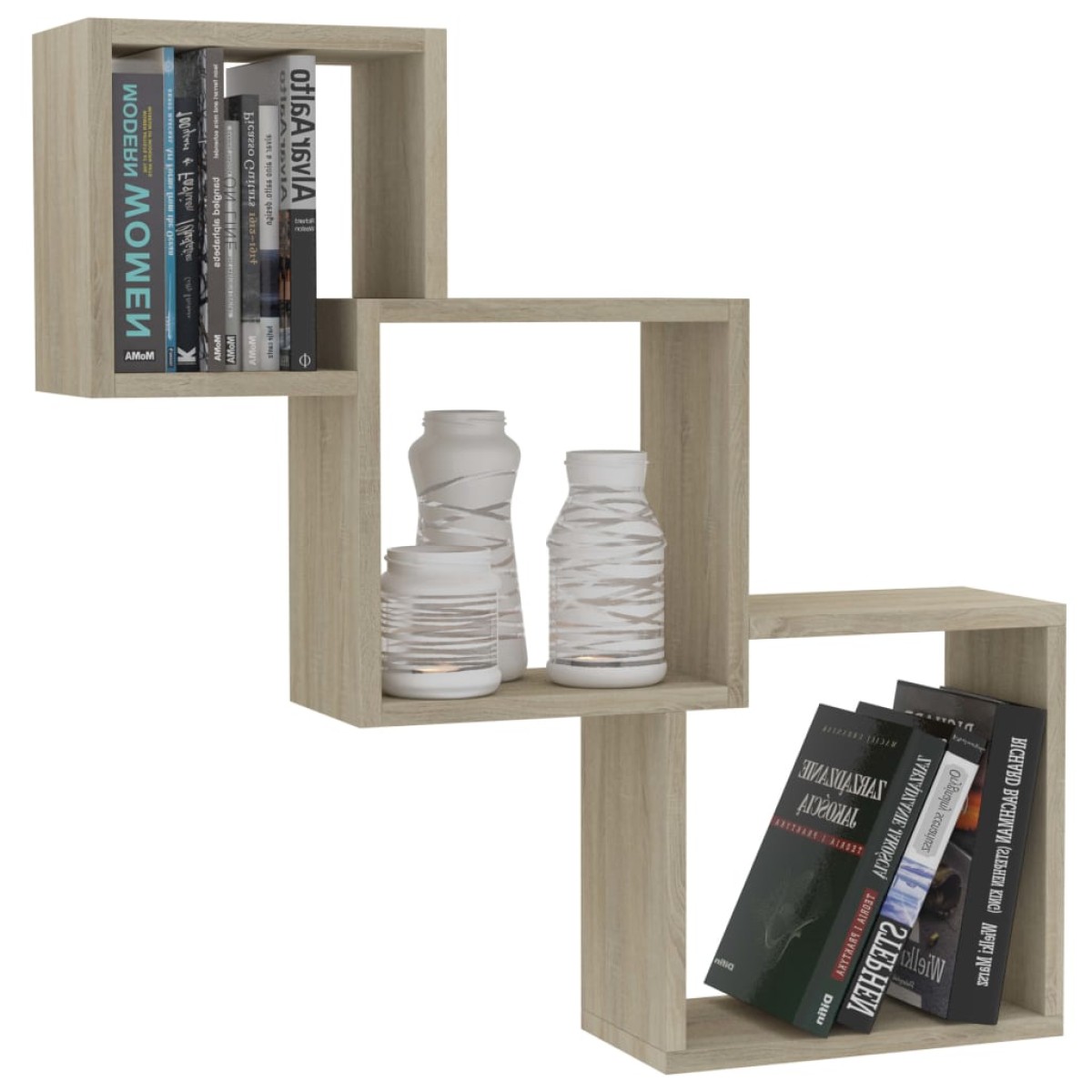 vidaXL Ράφια Κύβοι Τοίχου Χρώμα Sonoma Δρυς 68x15x68 εκ. Μοριοσανίδα