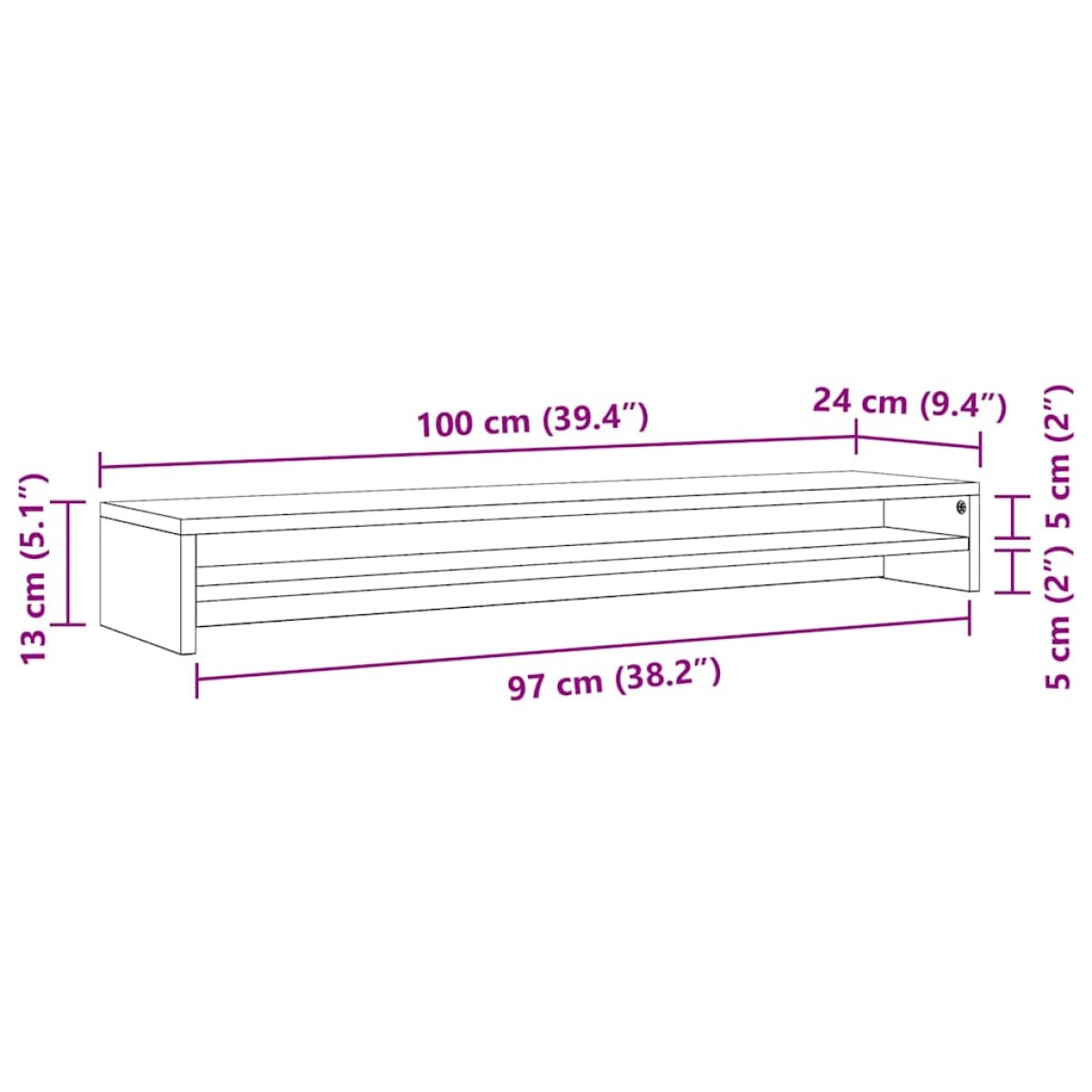 vidaXL Βάση Οθονών Sonoma Δρυς 100 x 24 x 13 εκ. από Μοριοσανίδα