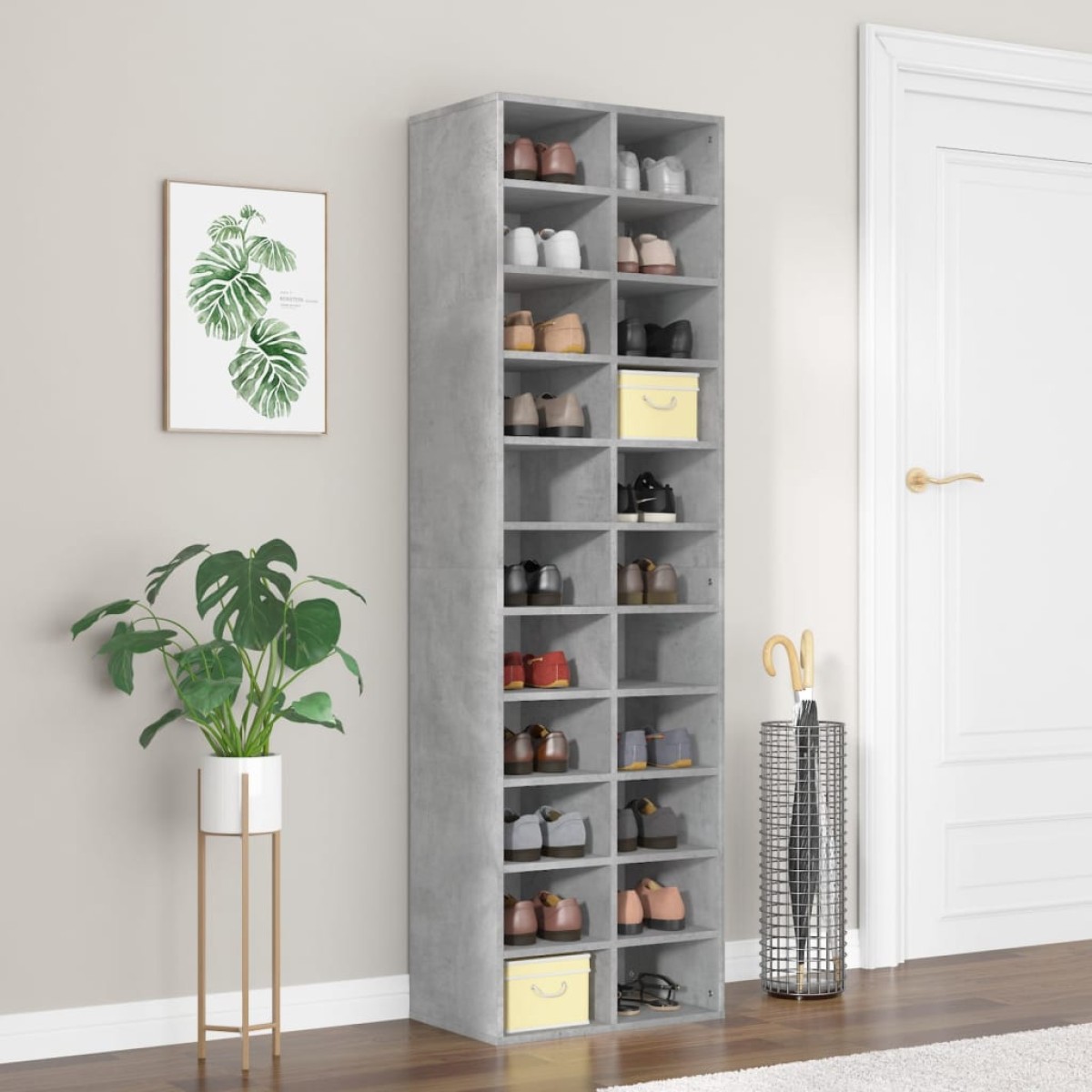 vidaXL Παπουτσοθήκη Γκρι Σκυροδέματος 54x34x183 εκ. από Μοριοσανίδα