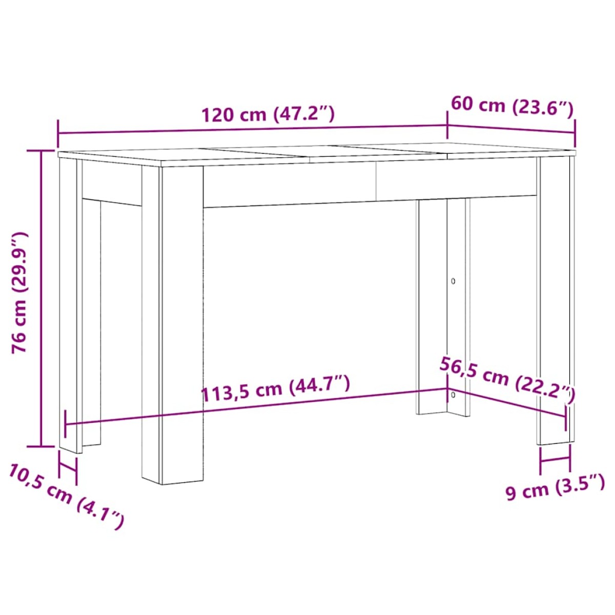 vidaXL Τραπεζαρία Λευκή 120 x 60 x 76 εκ. από Μοριοσανίδα