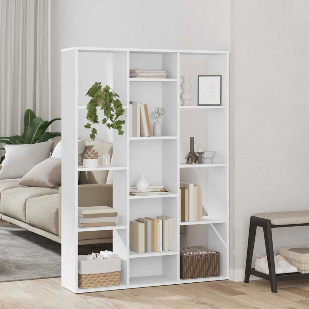 vidaXL Διαχωριστικό/Βιβλιοθήκη Λευκό 100x24x140 εκ. από Επεξ. Ξύλο
