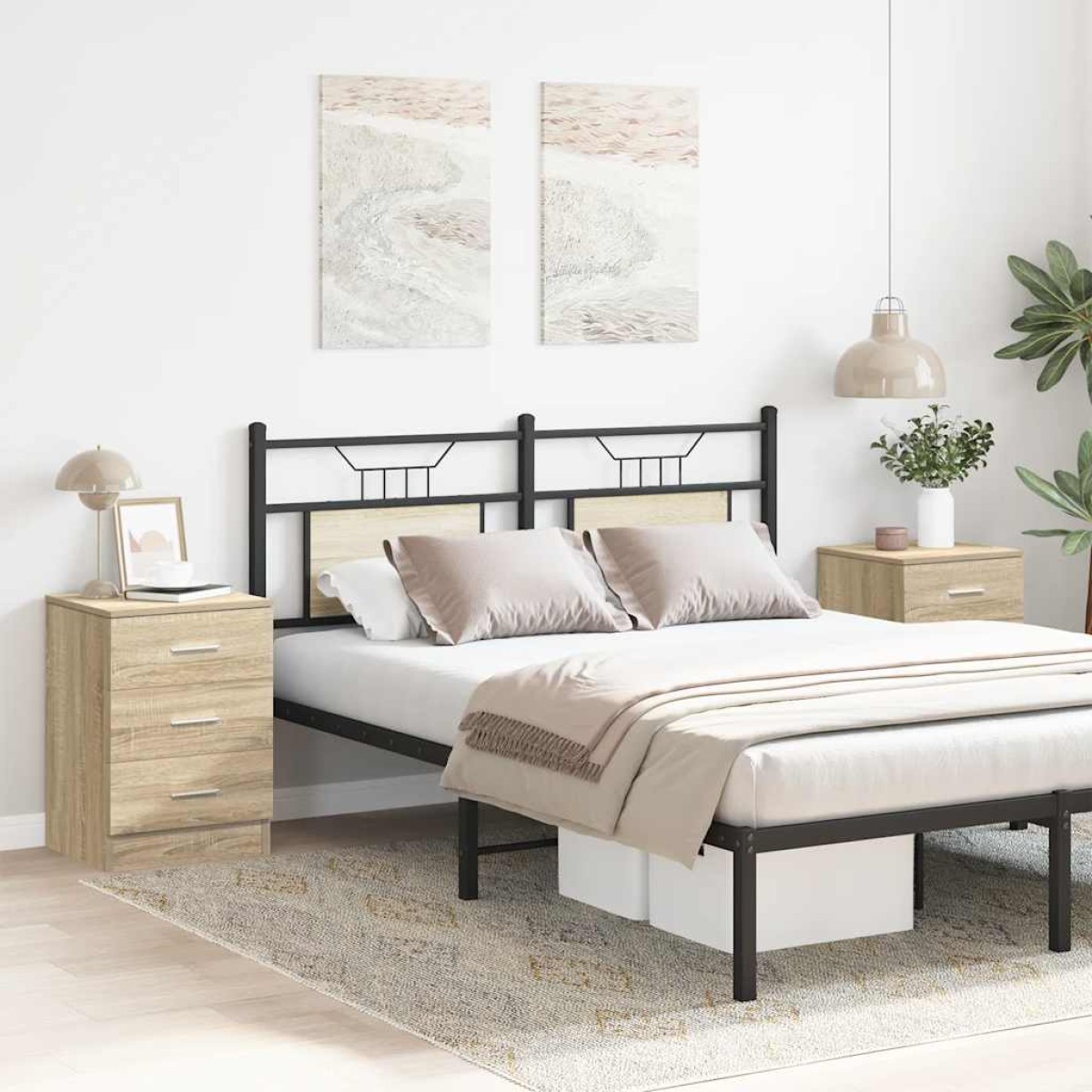vidaXL Κομοδίνα 2 τεμ. Χρώμα Sonoma Δρυς 38x35x56 εκ. από Μοριοσανίδα