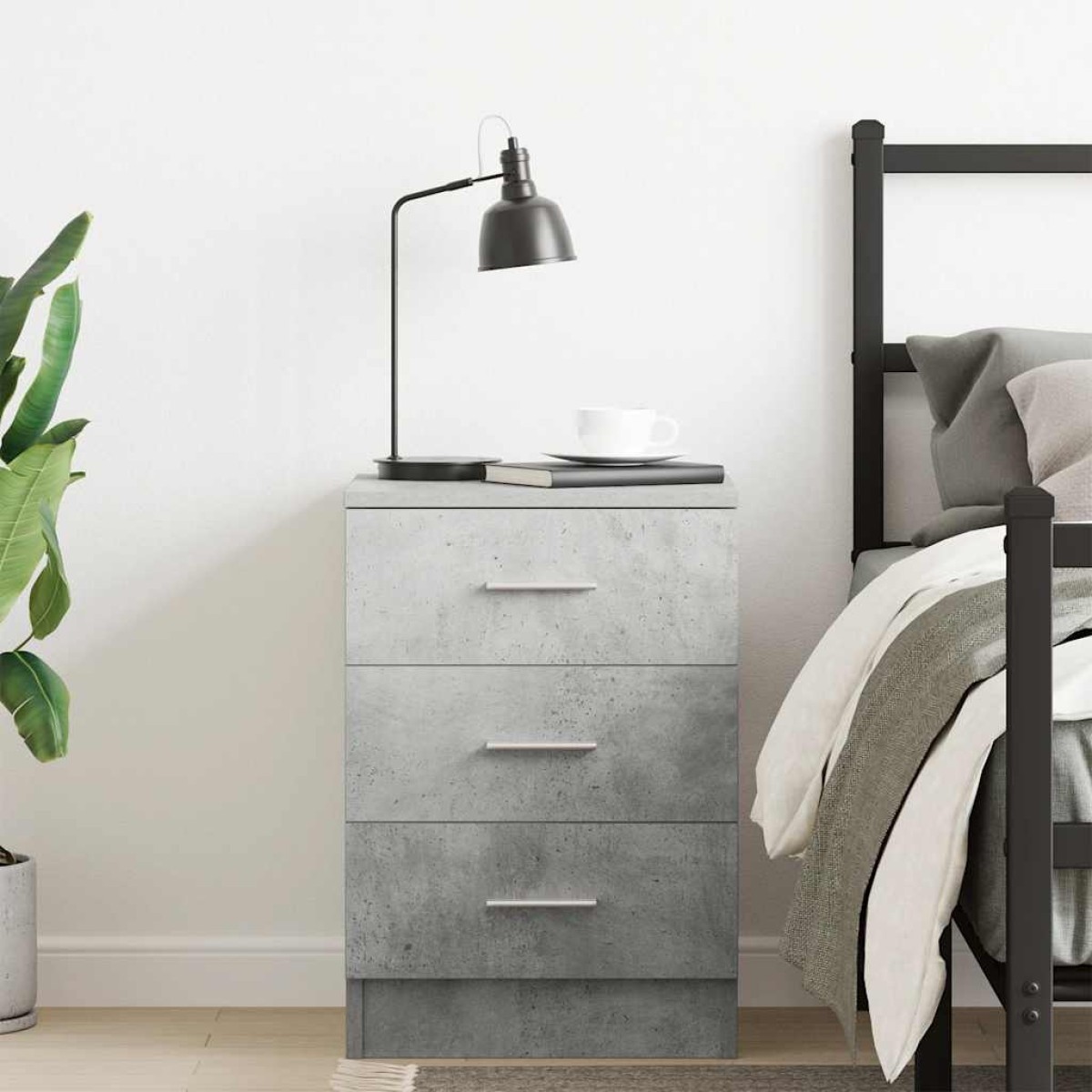vidaXL Κομοδίνο Γκρι του Σκυροδέματος 38 x 35 x 56 εκ. από Μοριοσανίδα