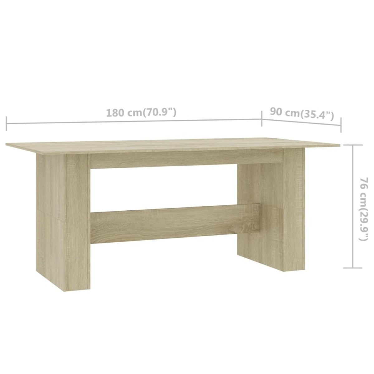 vidaXL Τραπεζαρία Sonoma Δρυς 180 x 90 x 76 εκ. από Μοριοσανίδα