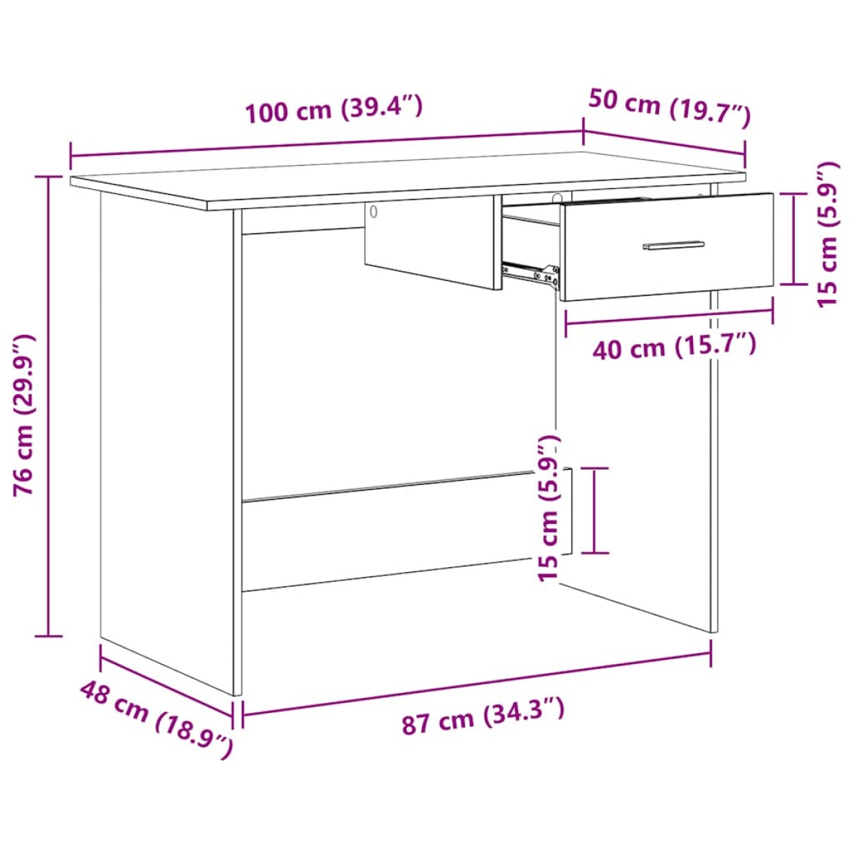 vidaXL Γραφείο Γυαλιστερό Λευκό 100 x 50 x 76 εκ. από Μοριοσανίδα