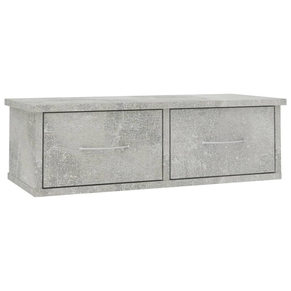 vidaXL Ράφι Τοίχου με Συρτάρια Γκρι Σκυροδ. 60x26x18,5 εκ. Επεξ. Ξύλο