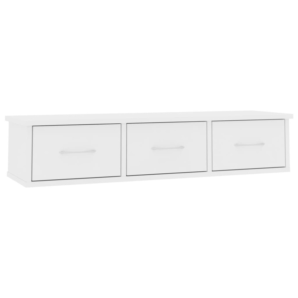 vidaXL Ράφι Τοίχου με Συρτάρια Λευκό 88 x 26 x 18,5 εκ. από Επεξ. Ξύλο