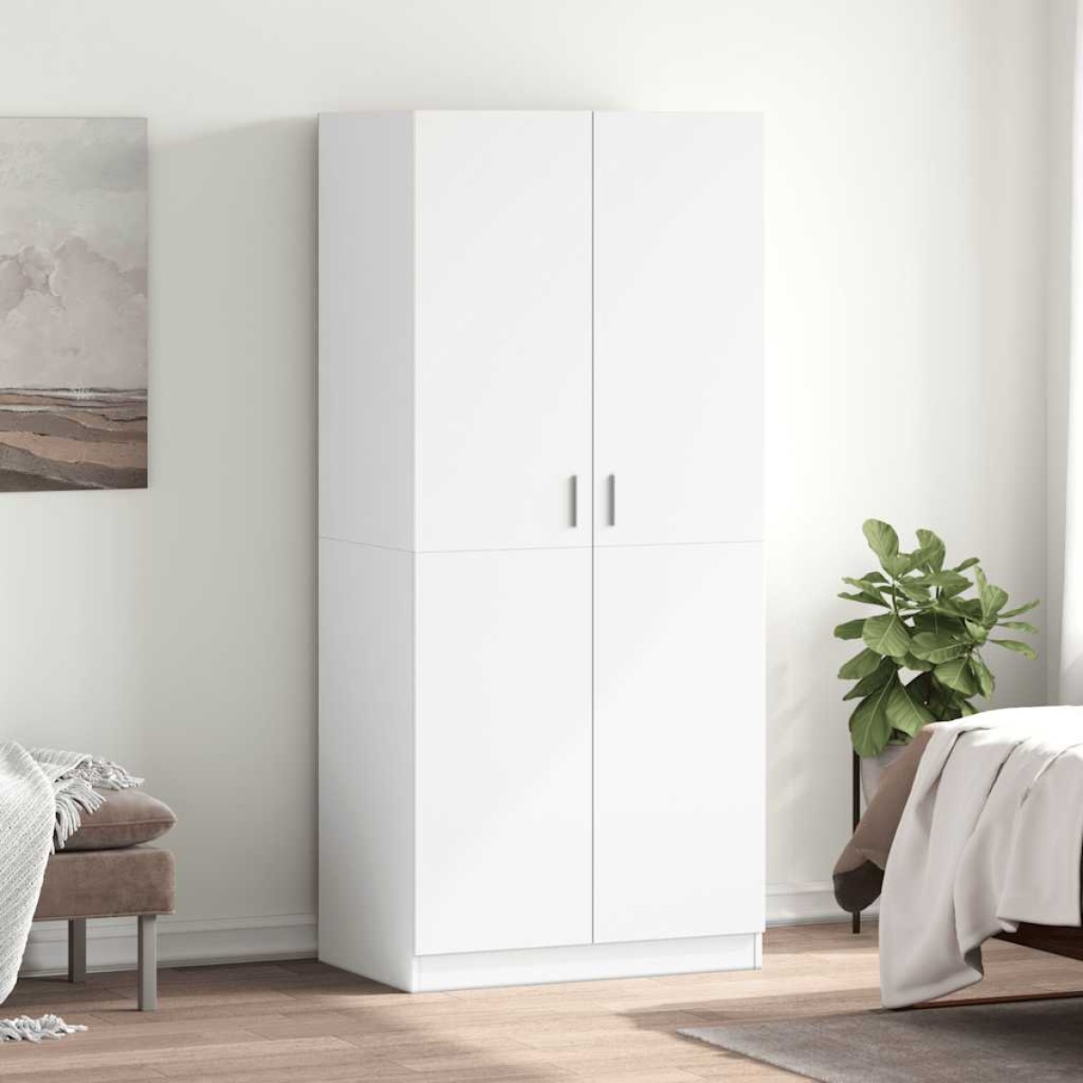 vidaXL Ντουλάπα Λευκή 80 x 52 x 180 εκ. από Μοριοσανίδα