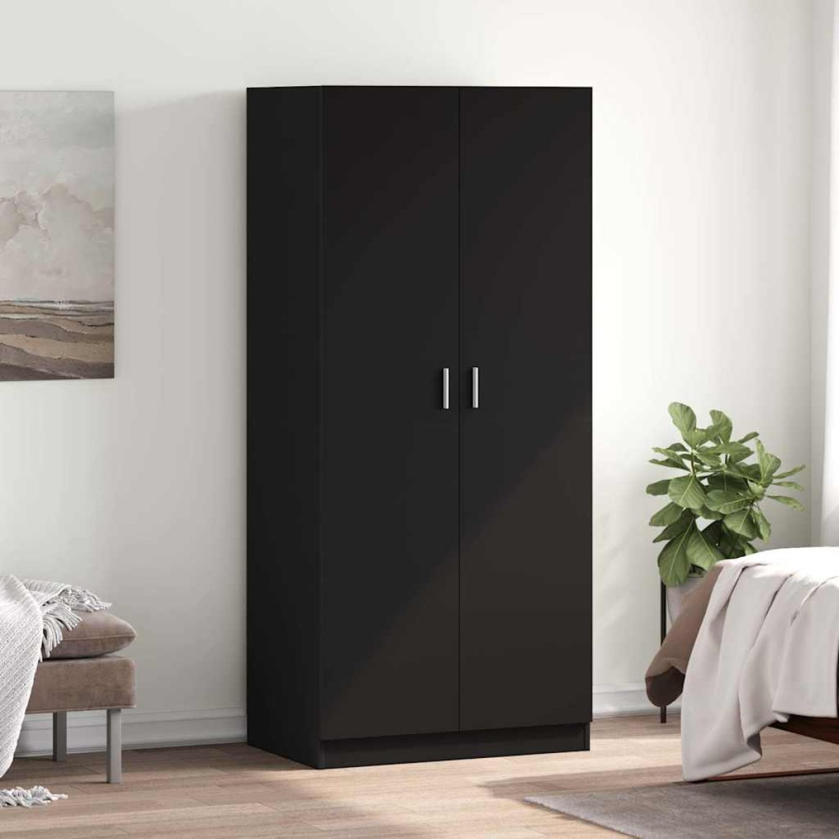 vidaXL Ντουλάπα Μαύρη 80 x 52 x 180 εκ. από Μοριοσανίδα