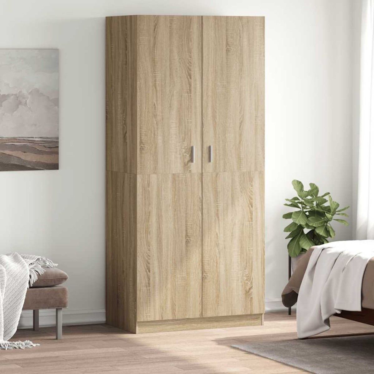 vidaXL Ντουλάπα Χρώμα Sonoma Δρυς 90 x 52 x 200 εκ. από Μοριοσανίδα