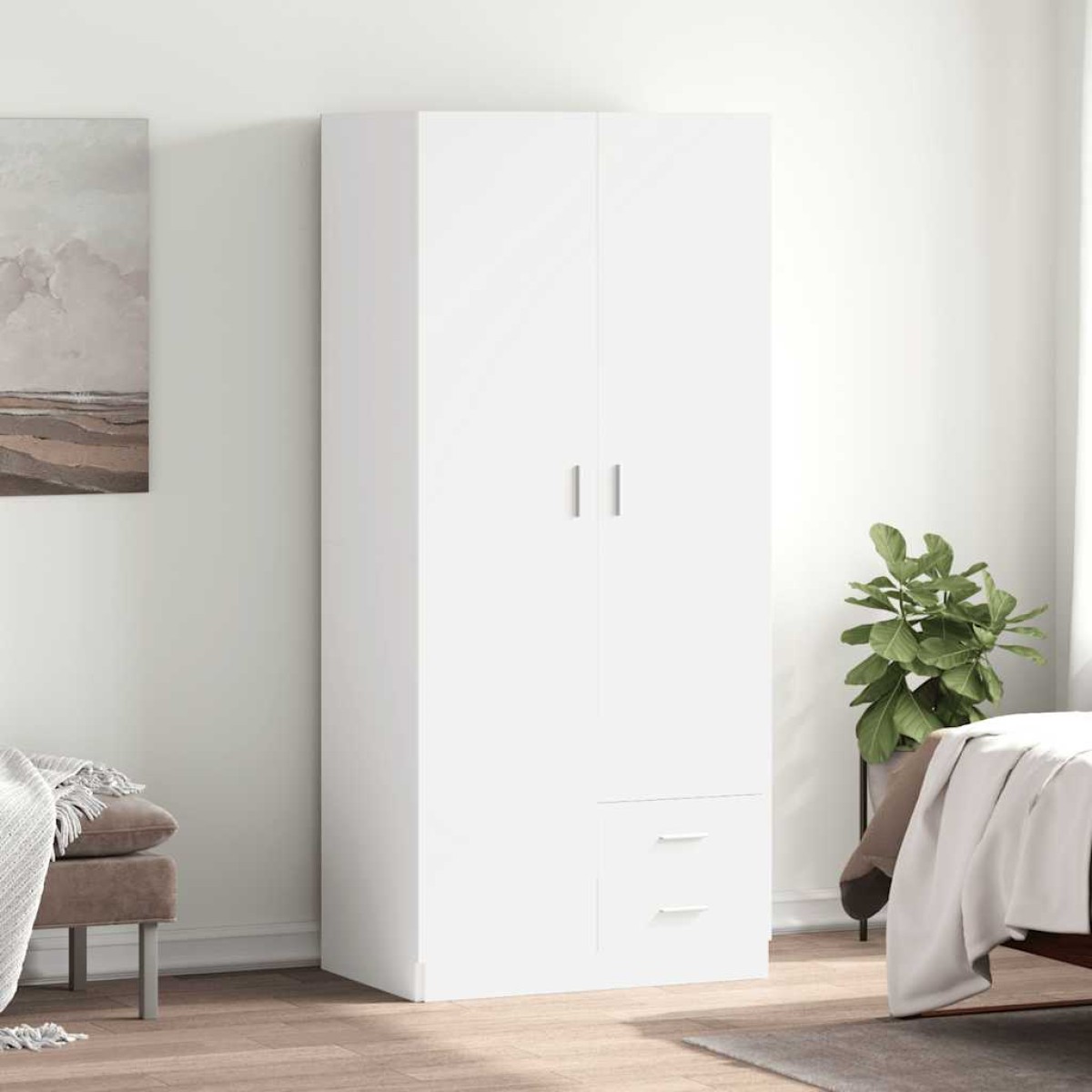 vidaXL Ντουλάπα Λευκή 80 x 52 x 180 εκ. από Μοριοσανίδα