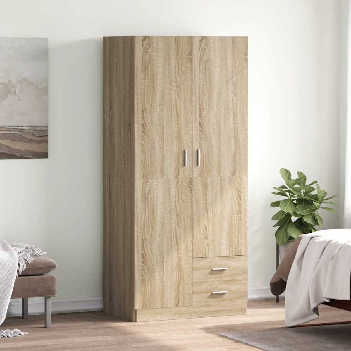 vidaXL Ντουλάπα Χρώμα Sonoma-Δρυς 80 x 52 x 180 εκ. από Μοριοσανίδα