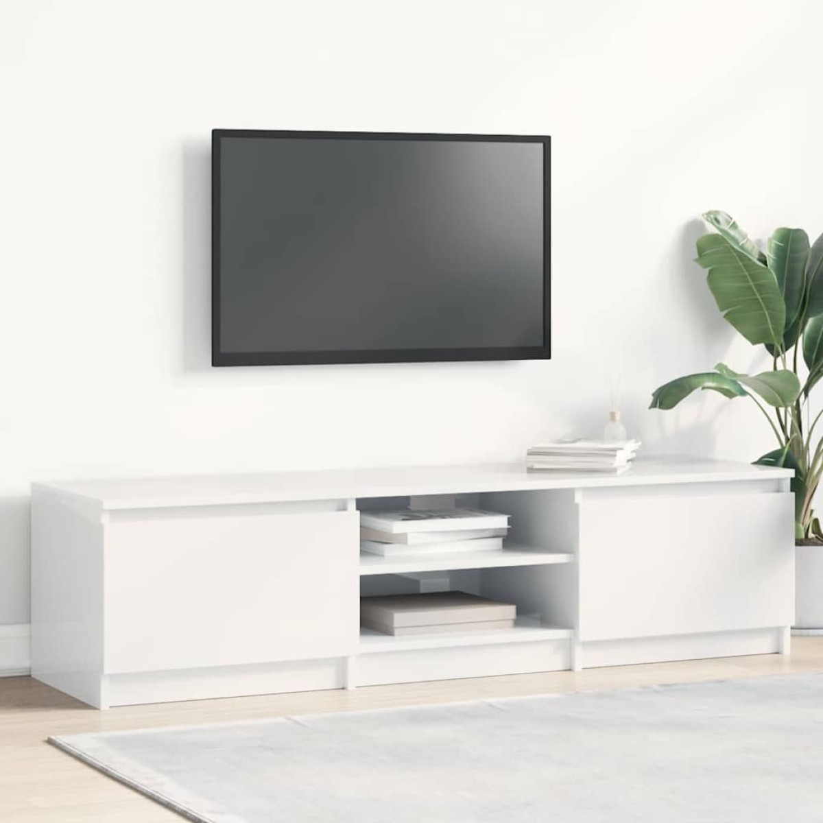 vidaXL Έπιπλο Τηλεόρασης Γυαλιστερό Λευκό 140x40x35,5 εκ. Μοριοσανίδα