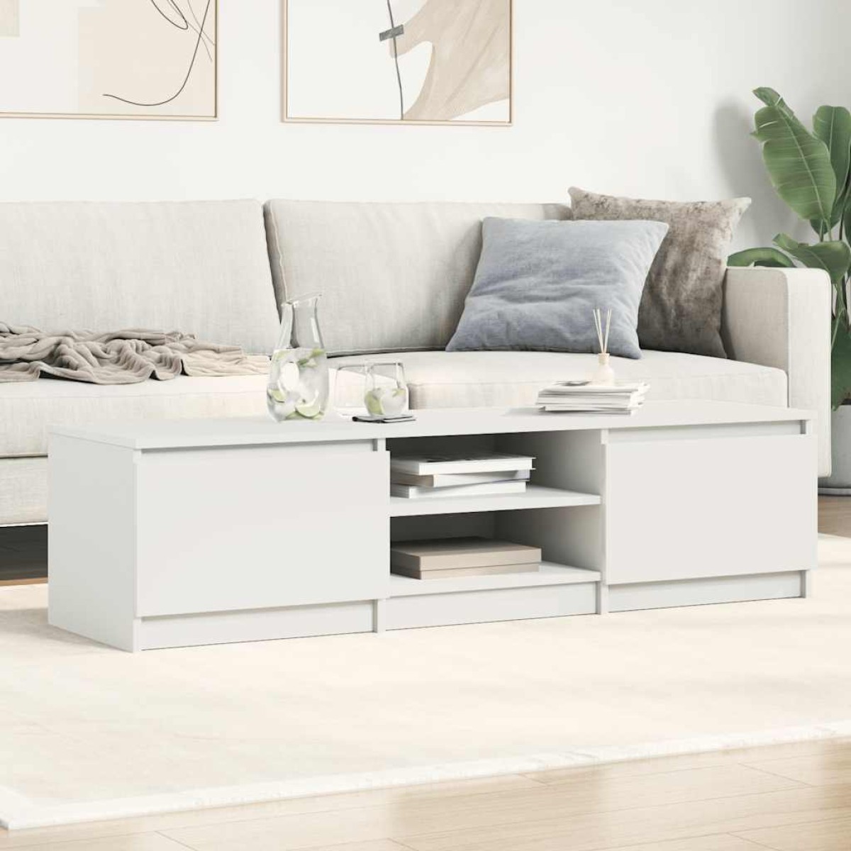 vidaXL Έπιπλο Τηλεόρασης Γυαλιστερό Λευκό 140x40x35,5 εκ. Μοριοσανίδα