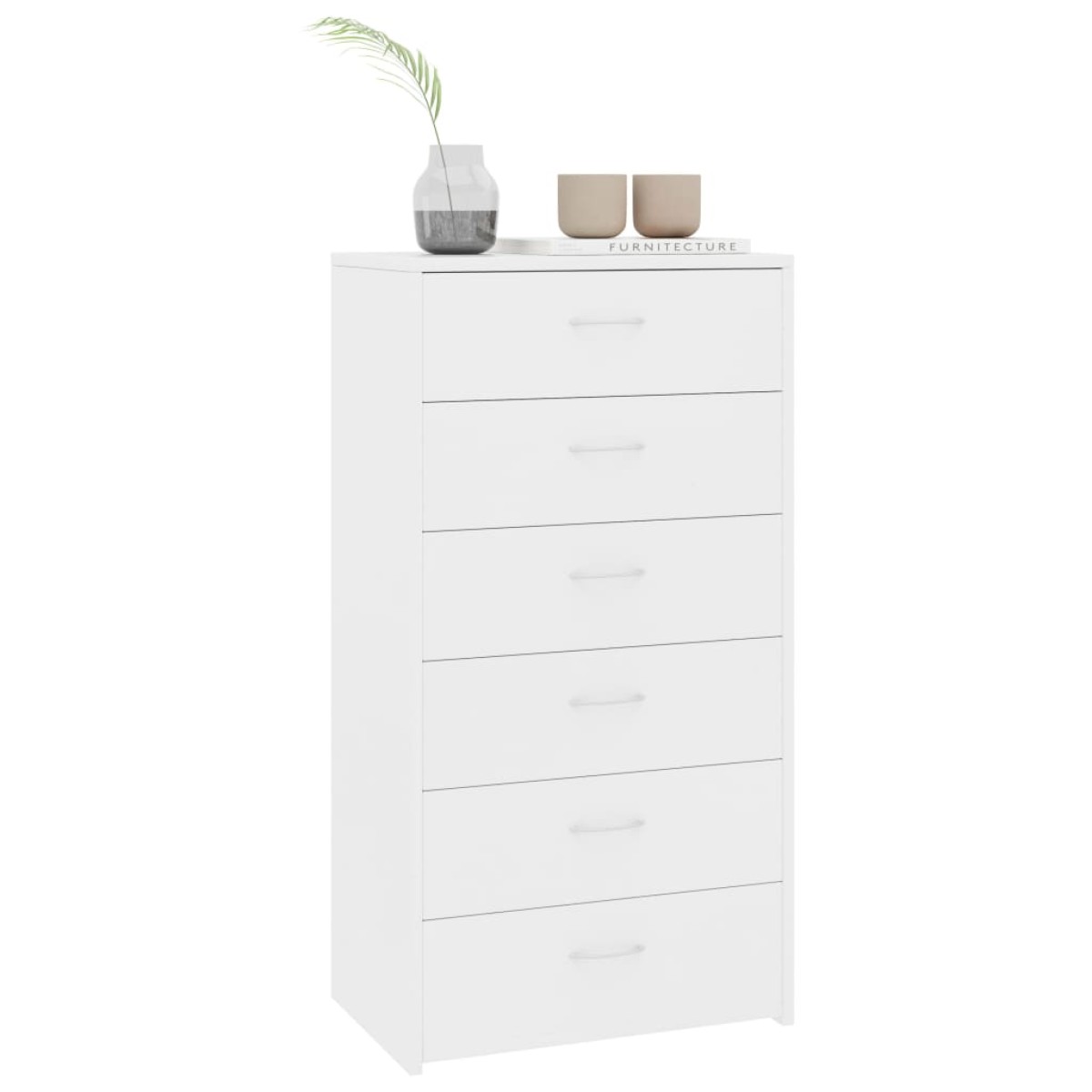 vidaXL Συρταριέρα με 6 Συρτάρια Λευκή 50 x 34 x 96 εκ. από Μοριοσανίδα