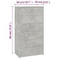 vidaXL Συρταριέρα με 6 Συρτάρια Γκρι Σκυροδ. 50x34x96 εκ. Μοριοσανίδα
