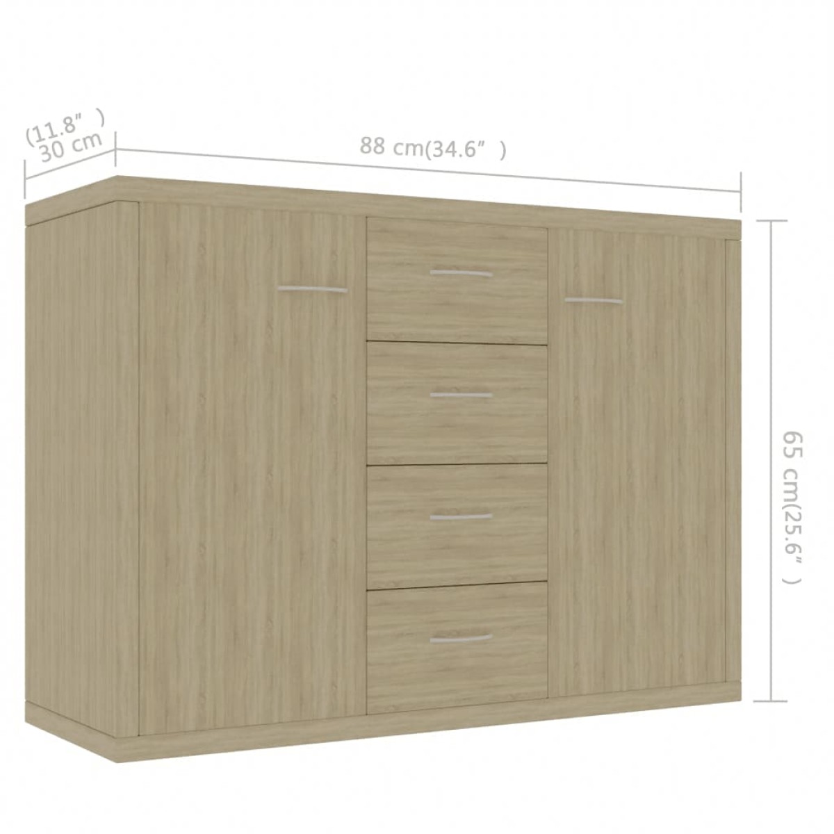 vidaXL Μπουφές Sonoma Δρυς 88 x 30 x 65 εκ. από Μοριοσανίδα