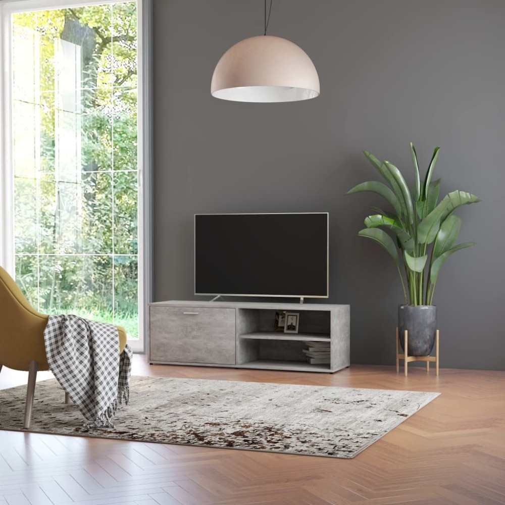 vidaXL Έπιπλο Τηλεόρασης Γκρι Σκυροδέματος 120x34x37 εκ. Επεξ. Ξύλο