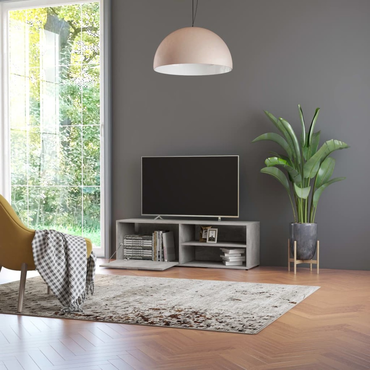 vidaXL Έπιπλο Τηλεόρασης Γκρι Σκυροδέματος 120x34x37 εκ. Μοριοσανίδα